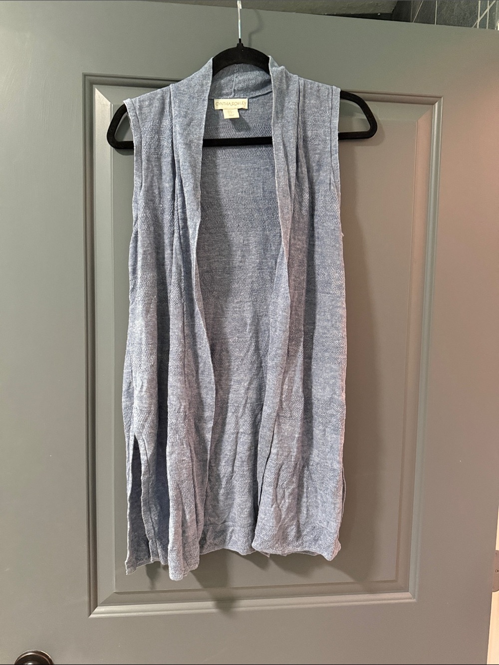 Eileen Fisher Light Blue Sleeveless Open-Front Knit Vest
